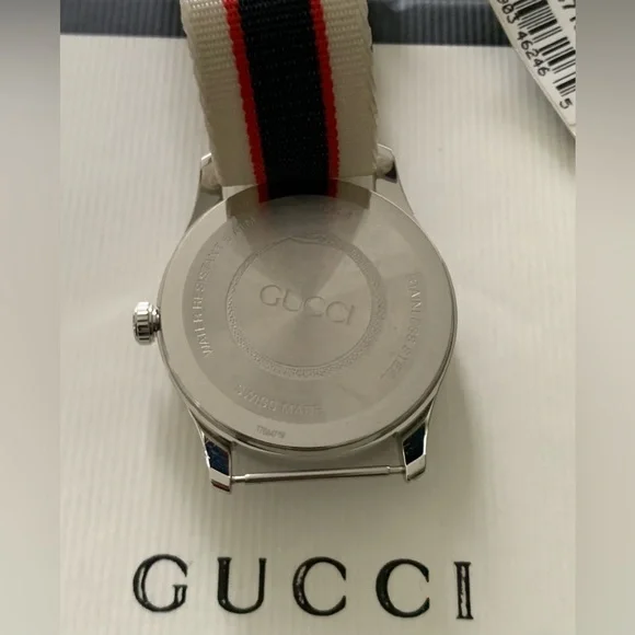 Gucci G-Timeless 38mm White/Red/Blue Unisex Watch.Model Number YA1264071 NWT
